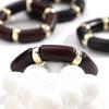 Vintage Acrylic Bamboo Tube Elastic Bracelets Bangles for Women Matte Black Resin Bend Pipe Beaded Bracelet Trendy Jewelry Gifts