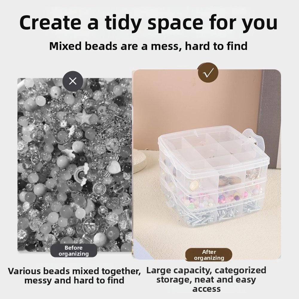 3-Layer Jewelry Beads Box Stackable Transparent Cosmetic Storage Box Hardware Tool Boxes
