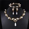 European & American Luxury French Retro Rhinestone Pearl Jewelry Set: Earrings, Necklace & Bracelet for Brides