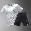 Runnning Short Sleeve T-shirt Sets Stripe Summer Sport Costume Simple Male Top Shorts Cycling