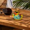 Resin Summer Decoration Beach Duck Figurine, Vacation with Sunglasses, Weather-Resistant Compact Ornament for Indoor Outdoor Garden Party &