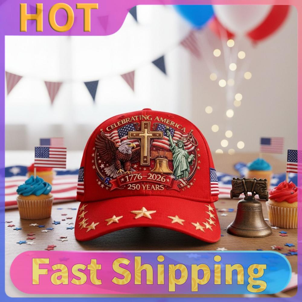 Eagle & Liberty & Cross Sports Hat Vintage United States 250th Anniversary Hat Retro Washed Breathable for Men Women Everyday