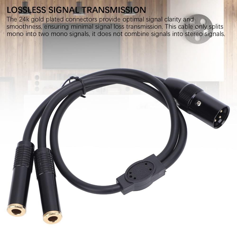 Gold Plated 3Pin XLR Male to Dual 6.35mm Female Microphone