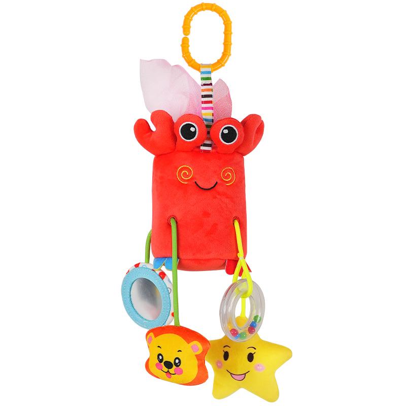 Crab Tissue Box Baby Stroller Pendant & Pull-Along Rattle Toy Safety Seat