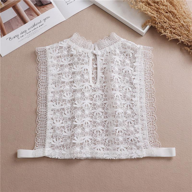 Lace White Embroidery Fake Collar Tie Detachable False Collars Ladies Chiffon Detachable Collars Decorative Sweater Decor