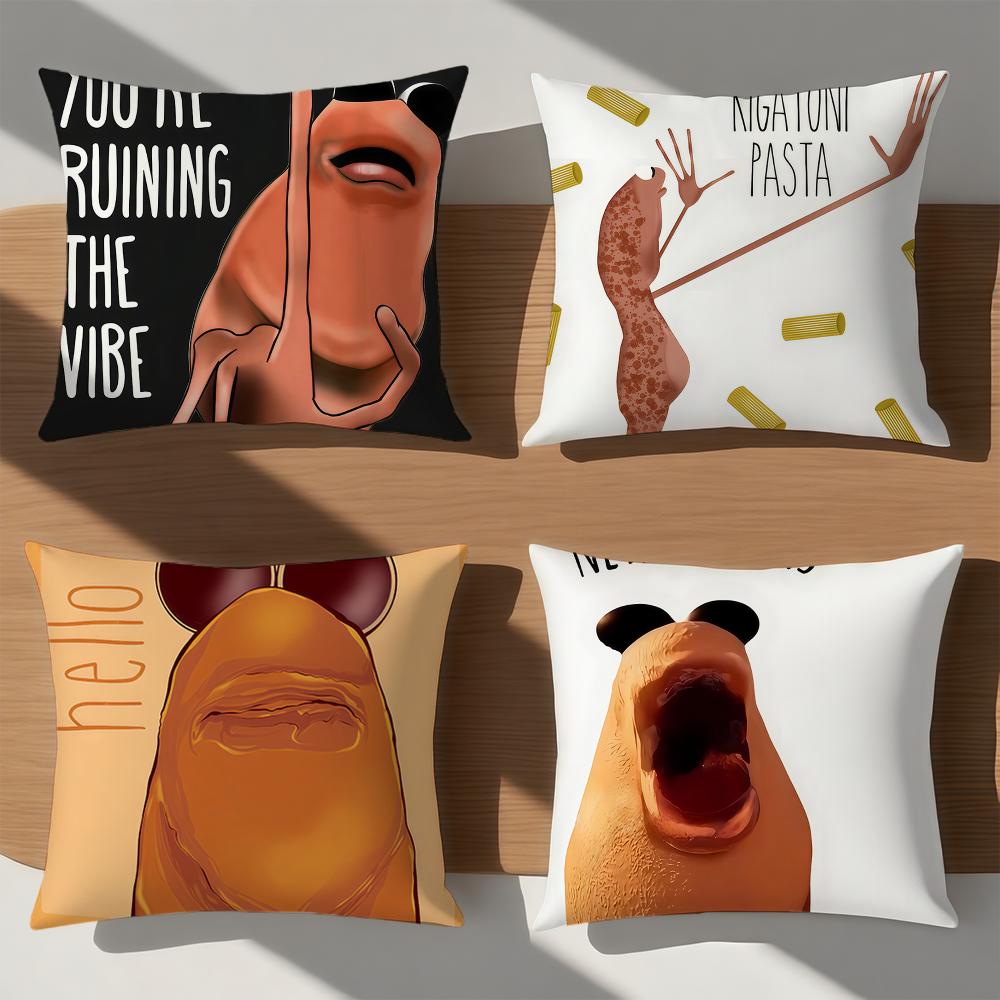 Abstract Funny Marcus The Worm Meme Comfortable Soft Hogar Pillowcase for Sofa Living Room Bed Home Decor Protective Covers