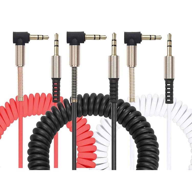 Retractable 3.5mm Male-to-Male AUX Audio Car Extension Cable for Mobile Phones and Speakers.