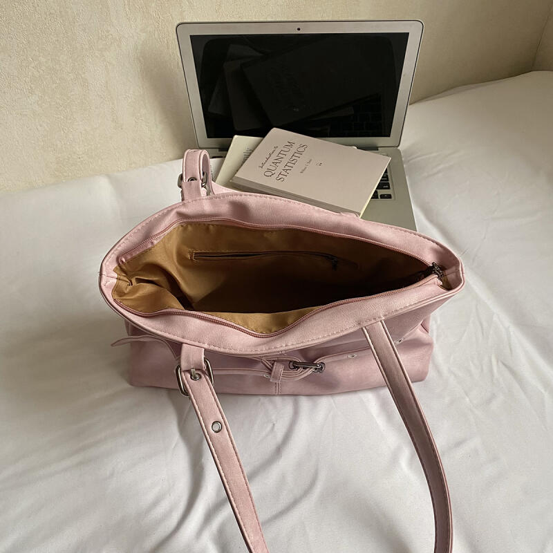 Faux Leather Tote Bag for Women with Belt Detail Fashion Shoulder Handbag Casual Everyday Use