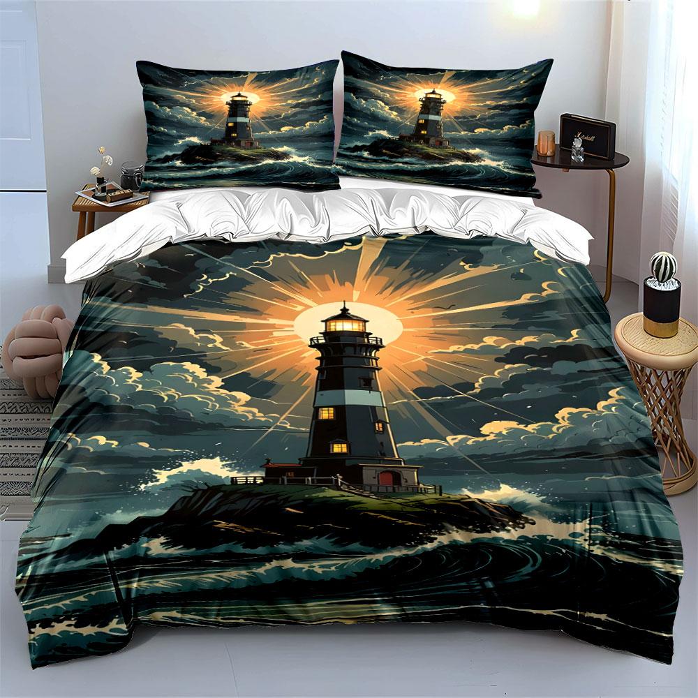 "Radiant lighthouse serenity." Bedding sets Duvet covers Pillowcases(1* Duvet Cover 2* Pillowcases without duvet insert)