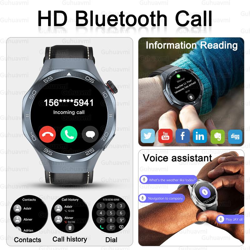 New GPS Position Smart Watch Men 1.53'' AMOLED HD Screen Compass Heart Rate 3ATM Waterproof Call Sports Business Smart Watch