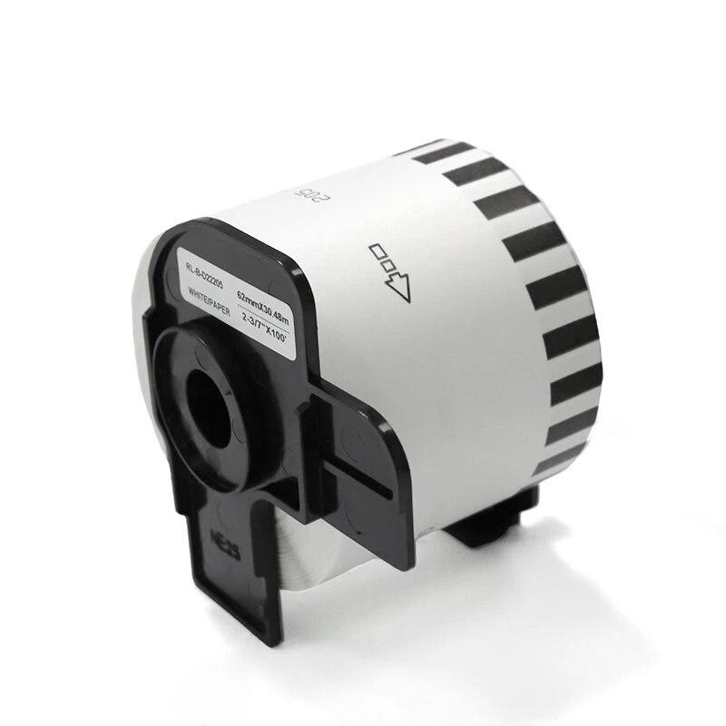 Papel térmico de etiqueta DK-2205 para impressora Brother QL1050 QL1060N QL1100 QL1110NWB QL600 QL650TD 710W Papel 62mmx30,48m Contínuo
