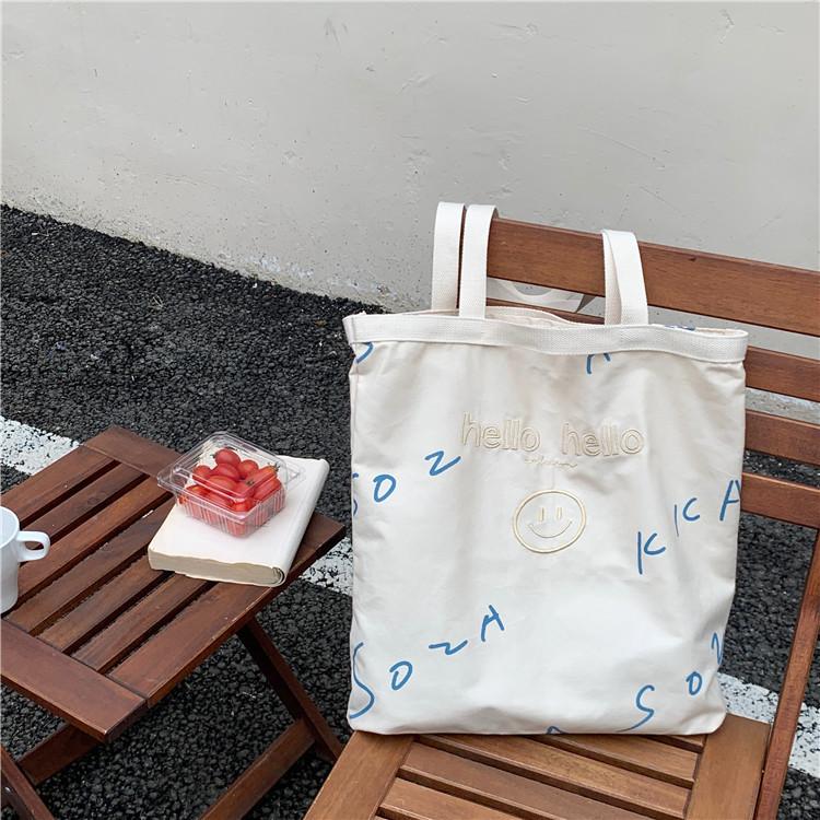 

Холщовая сумка женская вышитая надпись hello наплечная сумка простая большая вместительная сумка женская