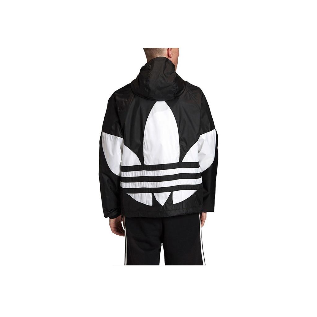 Adidas Originals Trefoil Large Logo Print Track Jacket Men Outerwear Black FM3757