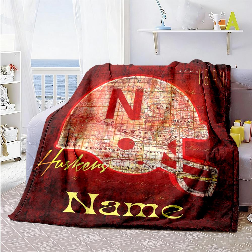 Football Fans Customize Text Blanket Gift Customizable Blanket Soft Warm Cozy for Livingroom Nap Seaside Office All-Season Use