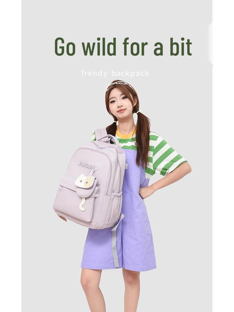 Stylish Solid Color Backpack for Middle and College Girls: Korean-Inspired, Large Capacity
