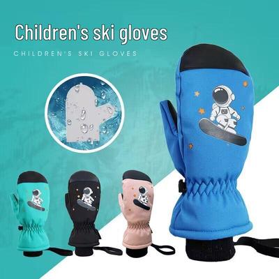 Wasserdichte, fleecegefütterte Kinder-Skihandschuhe - Rutschfeste Winterfäustlinge