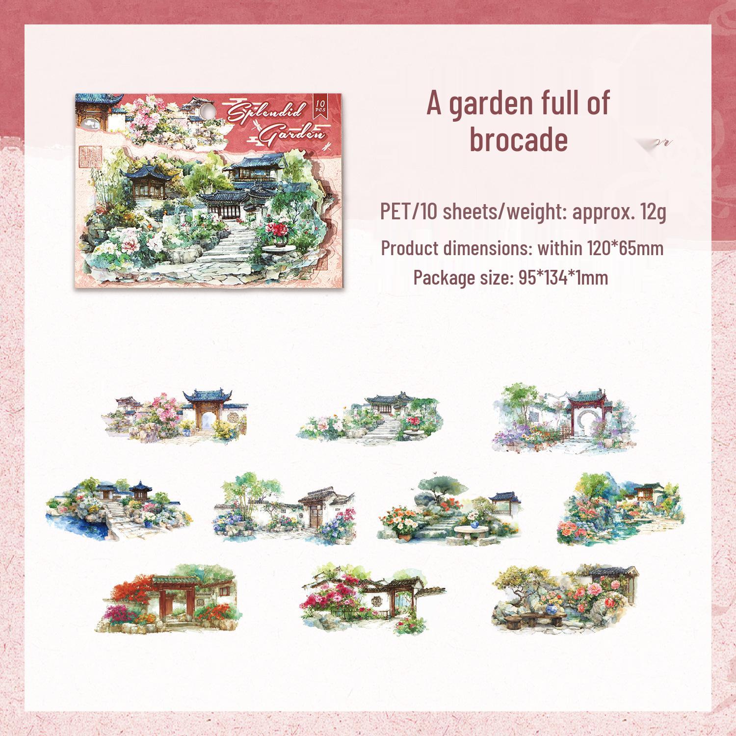 ZABC Ten States Cloud Court Series Stickers: Ancient Style Journal DIY Collage Set - 6 Types