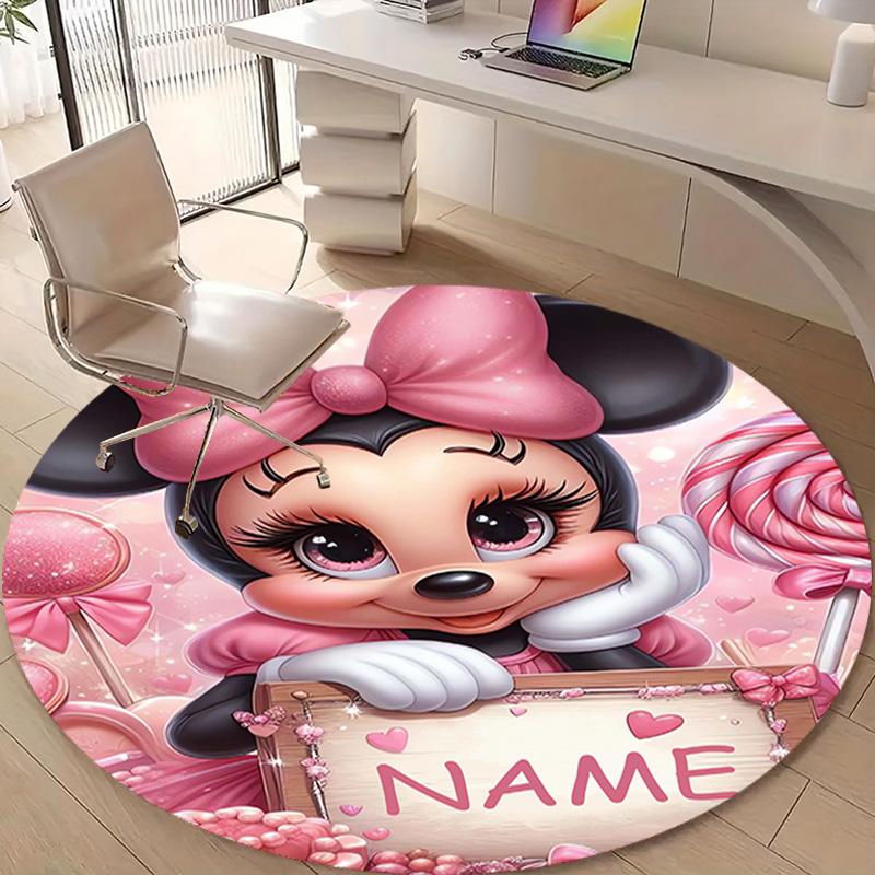 Personalized M-Minnie Round Chair Office Rug - Perfect for Mat, Office Chair & More - Ideal Gift for Birthdays and Holidays