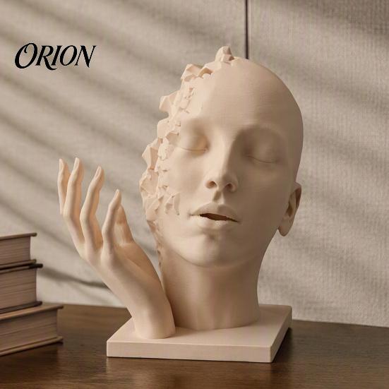 Contemporary Aesthetic Desk Ornament Abstract Broken Face Art Sculpture, Nordic Minimalist Plastic Statue, 3D Printed Geometric Statue Deconstructive