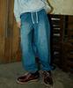 MAGOODGAN Jogger 7724 Elastic Cargo Balloon Wide Fit Medium Indigo Denim Pants