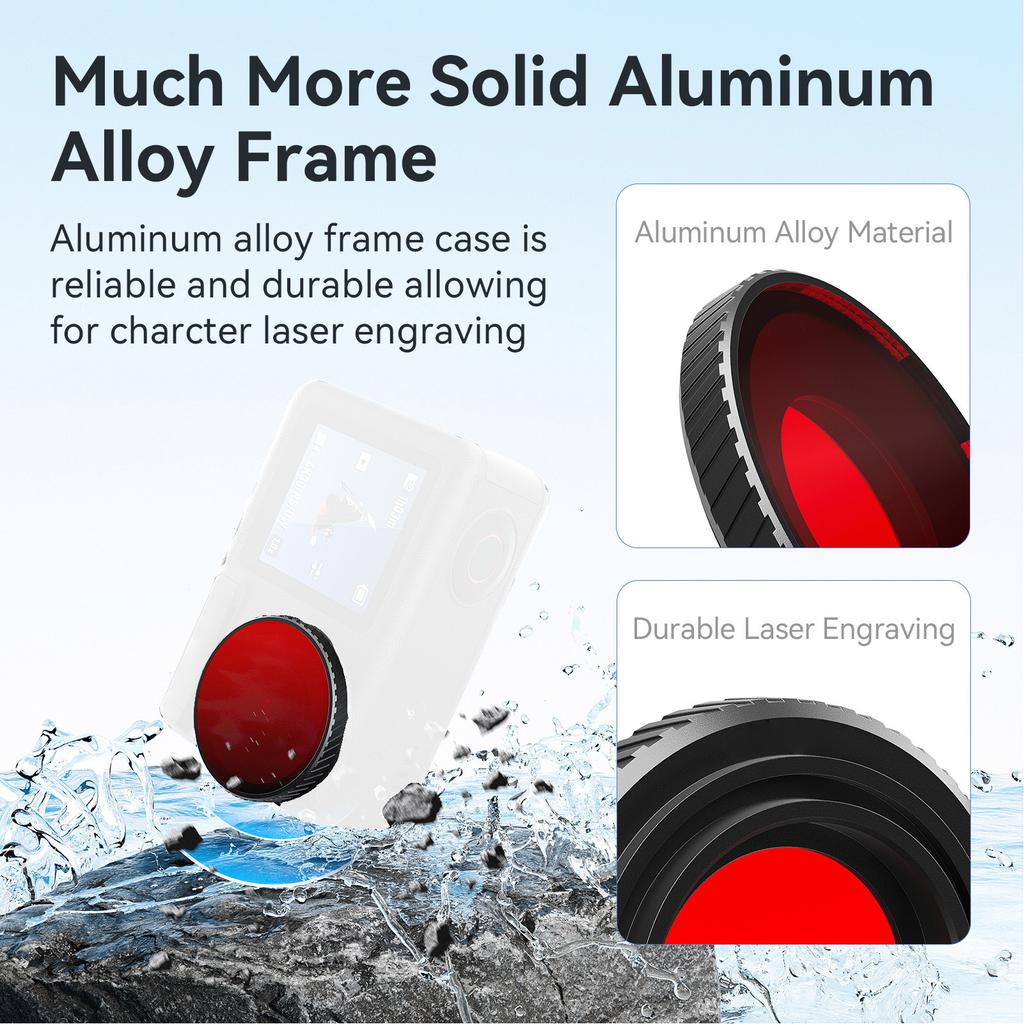 AMagisn Diving Filter Protective Lens Filter Compatible for DJI Osmo Action 5 Pro/ 4 Sports Camera Red
