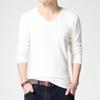 2025 Autumn New Solid Color V-Neck Pullover Men'S Knitted Sweater Slim Fit And Slimming Long Sleeved Sweater For Men