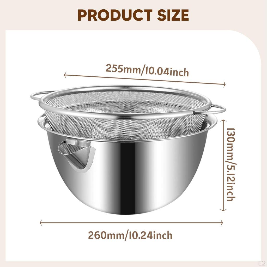 Colander with Bowl Pasta Strainer Drainer Basket Basin Spaghetti Rice Rinser 304 Stainless