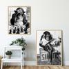 Black White Fun Animal Monkey Orangutan Read Newspaper Play Chess Poster and Print Wall Art Canvas Painting Picture Home Decor