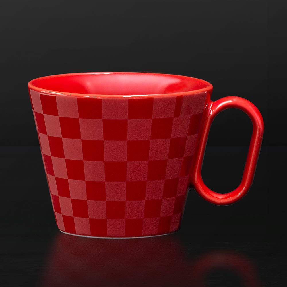 Wired Beans Wired Beans Mug To Last a Lifetime Arita Ware Regular Checkered Pair Set Mug 240ml (Red/White (Gloss))