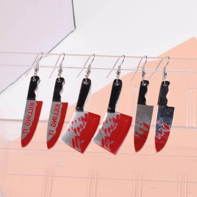 10 Pcs Mini Blood Knife Charm Acrylic Halloween Fake Knife Pendant Decoration for Necklace Earrings Jewelry Making