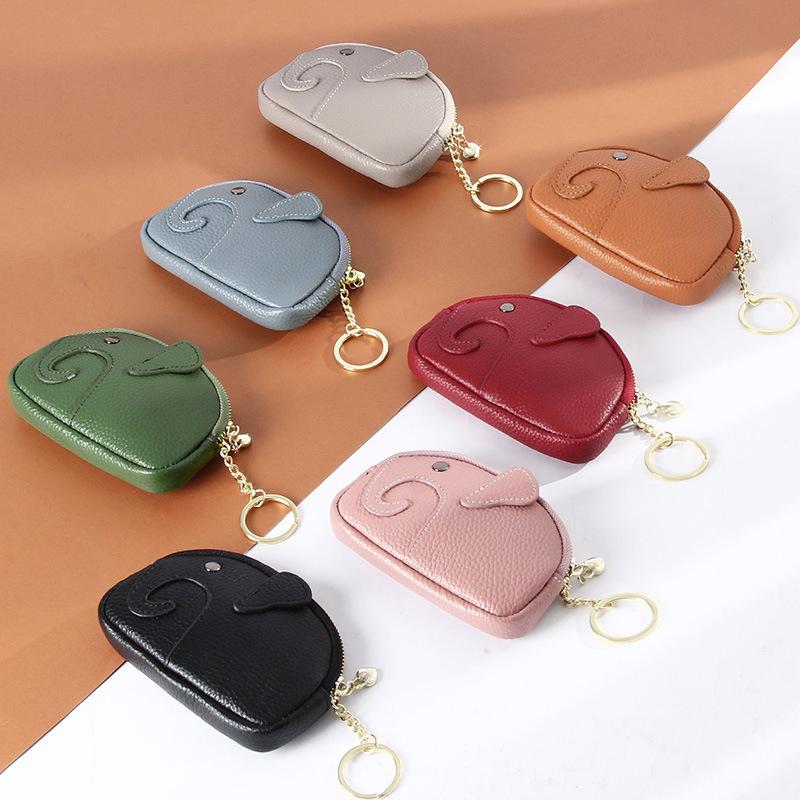 Damen Kleine Geldbörse PU-Leder Elefant Kartenhalter Niedliche Mini-Geldbörse Tasche Hängender Anhänger für