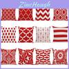 Elegant Red Geometric Wave Cushion Cover With Cotton Linen Material And Invisible Zipper