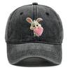 Rabbit Pink Heart Printed Snapback Baseball Cap Adjustable Inelastic Baseball Hat Flat Cap For Daily Wear Hiking Fishing