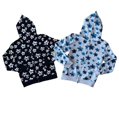 Y2k Harajuku Zip Up Hoodies Oversize Koreanische Mode Streetwear Stern Drucken Kapuze Sweatshirt BF Tops Weibliche