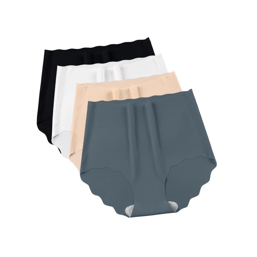 4Pcs/Set Women Seamless Panties Ice Silk Briefs Female Underpants High Waist Panties Ultra-thin Underwear Sexy Lingerie M-XXL