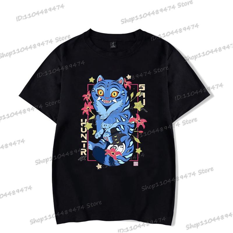 Schwarze T-Shirts KPop Dämonenjäger Streetwear Damen Herren Kurzarm Trendy Tiger und Saja Boys Koreanische Ulzzang T-Shirts Tops