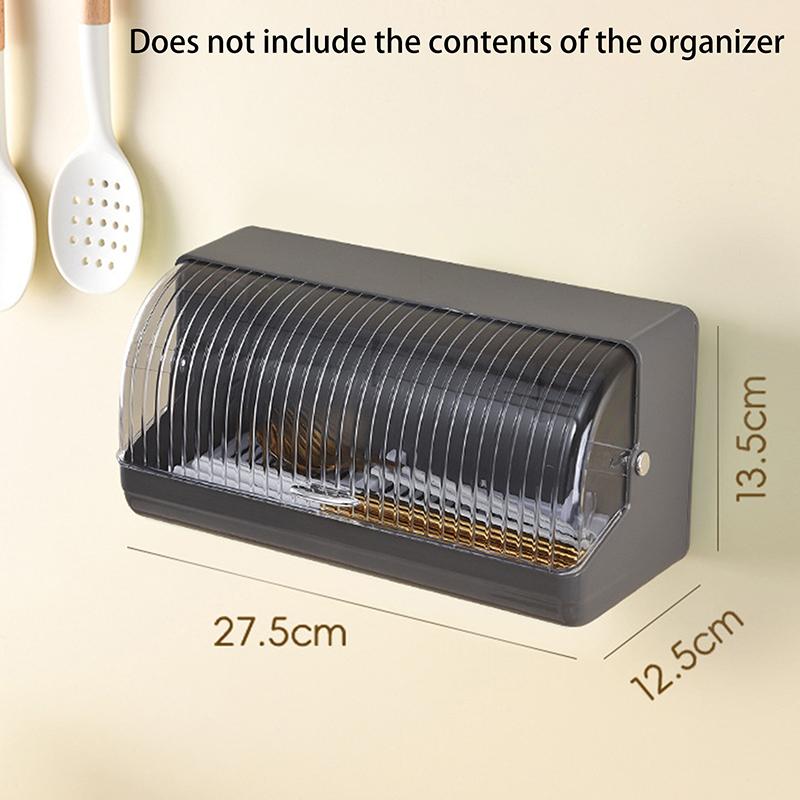 

Пластиковый настенный ящик для хранения палочек для еды, пылезащитный, с крышкой, большой емкости серый