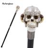 White Resin Skull  Ram's Horn Helmet Head Walking Cane Fashion Decorative Steel Stick Gentleman Performance Stage Cane 93cm