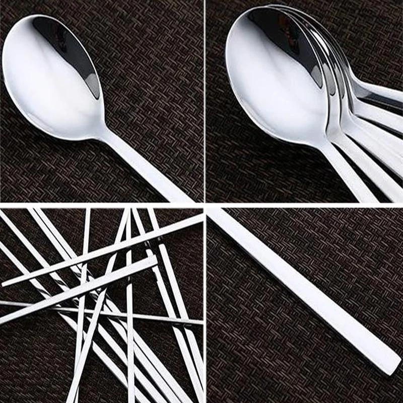 Kitchen Household Tools Long Handle 304 Stainless Steel Tableware Set Spoon Chopsticks Dinnerware Sets Convenience Accessories