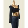 American Sexy Crop Top Sexy Base Shirt Low round Neck Silm Early Autumn Inner Wear Pullover Short Knitwear