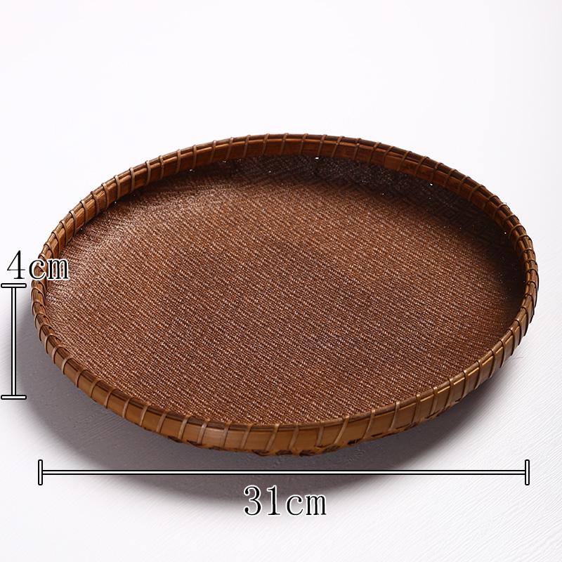 Lackierter Bambus-Geflechtkorb: Runde Retro-Obst-, Snack- und Teeschale