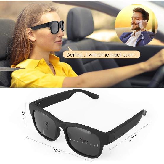 Smart Glasses Wireless Bluetooth Sunglasses Open Ear Music&Hands-Free Calling,for Men&Women,Polarized Lenses