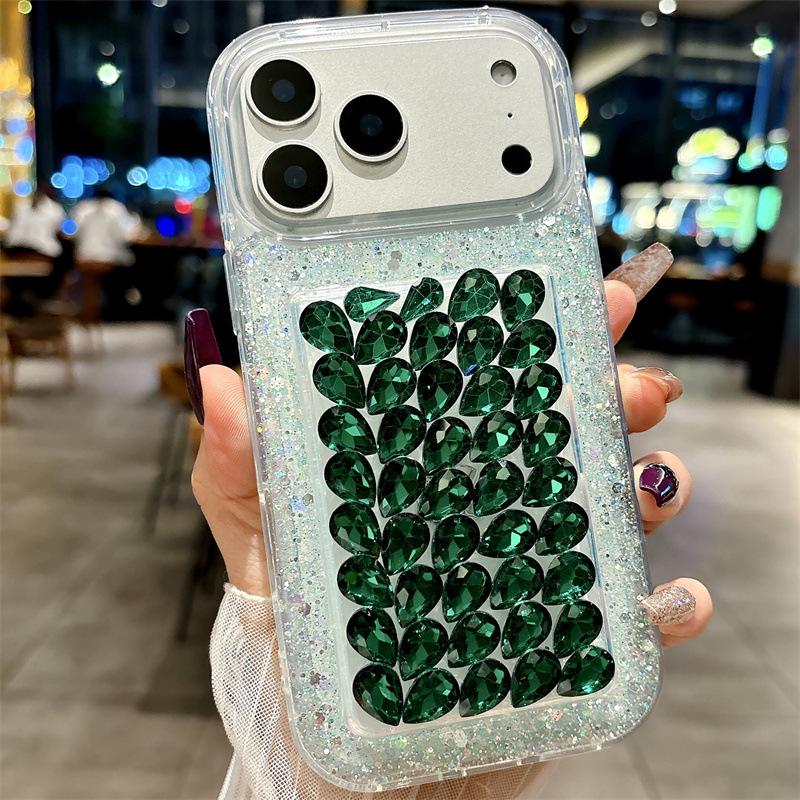 Glitter Crushed Diamond iPhone 17 Pro Case - Full Diamond, Transparent Design for iPhone 13, 14, 15, and 16