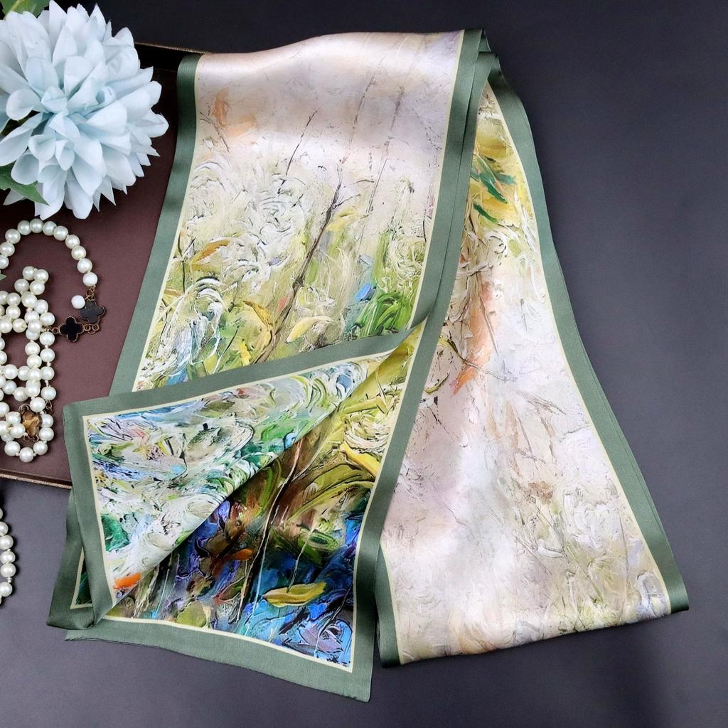 Mulberry Silk Necktie for Women Versatile Autumn Style Chic Slim Multi-functional Decorative Double-layer 100% Silk Scarf