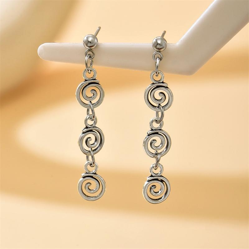 Vintage Metal Spiral Dangle Earrings for Women Fashion Simple Geometric Swirl Long Drop Earring Piercing Ear Jewelry Accessories