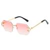 Vintage Rimless Irregular Square Sunglasses Fashion Women Men Luxury Brand Designer Sun Glasses Retro Gradient Lady Shades UV400