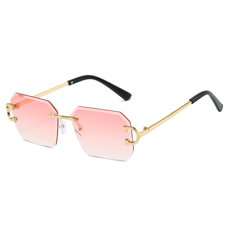 Vintage Rimless Irregular Square Sunglasses Fashion Women Men Luxury Brand Designer Sun Glasses Retro Gradient Lady Shades UV400