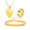 Vnox Men's 3pcs Stainless Steel Jewelry Set, Guitar Pick Pendant Necklace Classic Plain Ring Cuban Chain Bracelets Jewelry Set