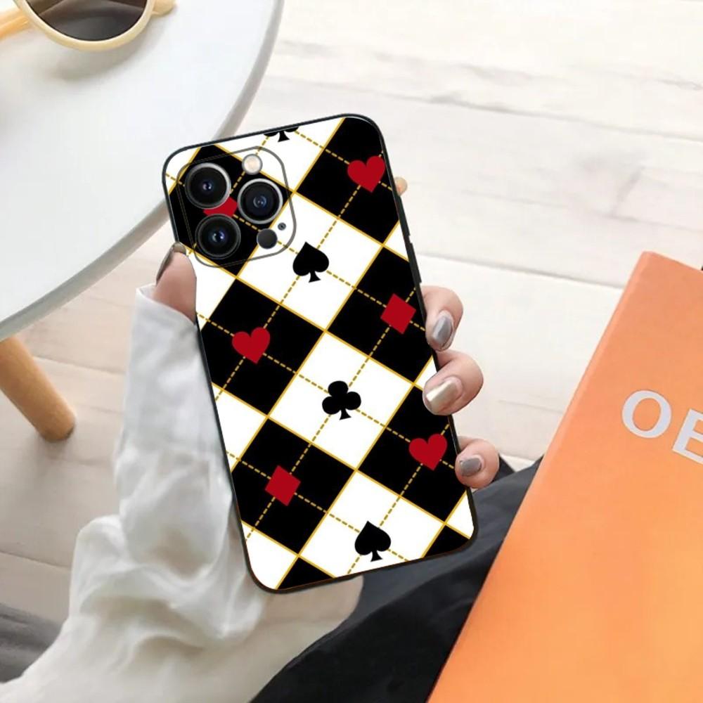 Poker Playing Card Phone Case For iPhone 15,14,13,12,11,Plus,Pro Max,XS,X,XR,SE,Mini,8,7 Soft Silicone Black Cover