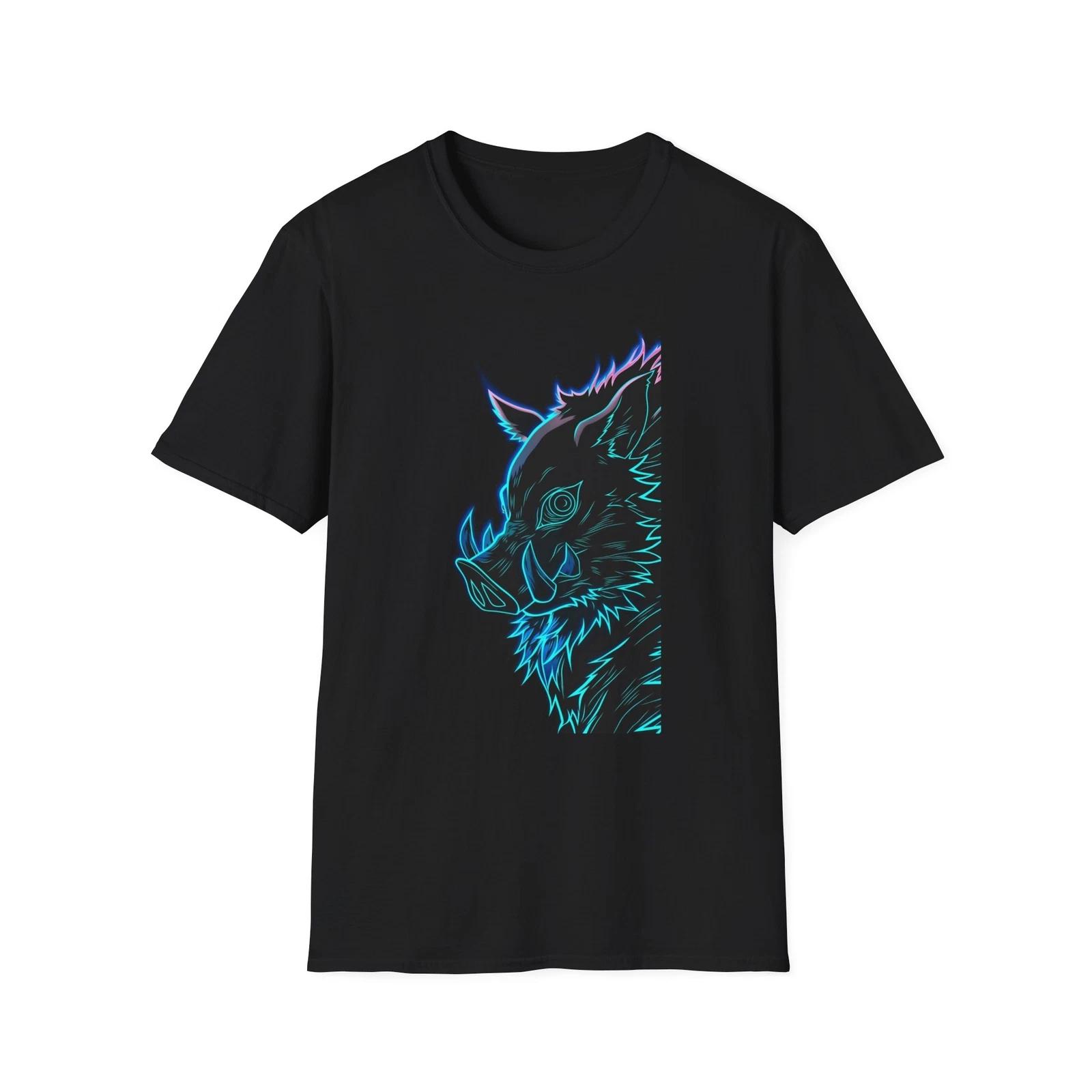Demon Slayer Unisex JL Anime T-Shirt Softstyle - Inozuke Mask Neon Colors 100